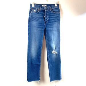 Re/Done 70s Comfort Stretch Stove Pipe Jeans Worn True indigo blue High Rise 25
